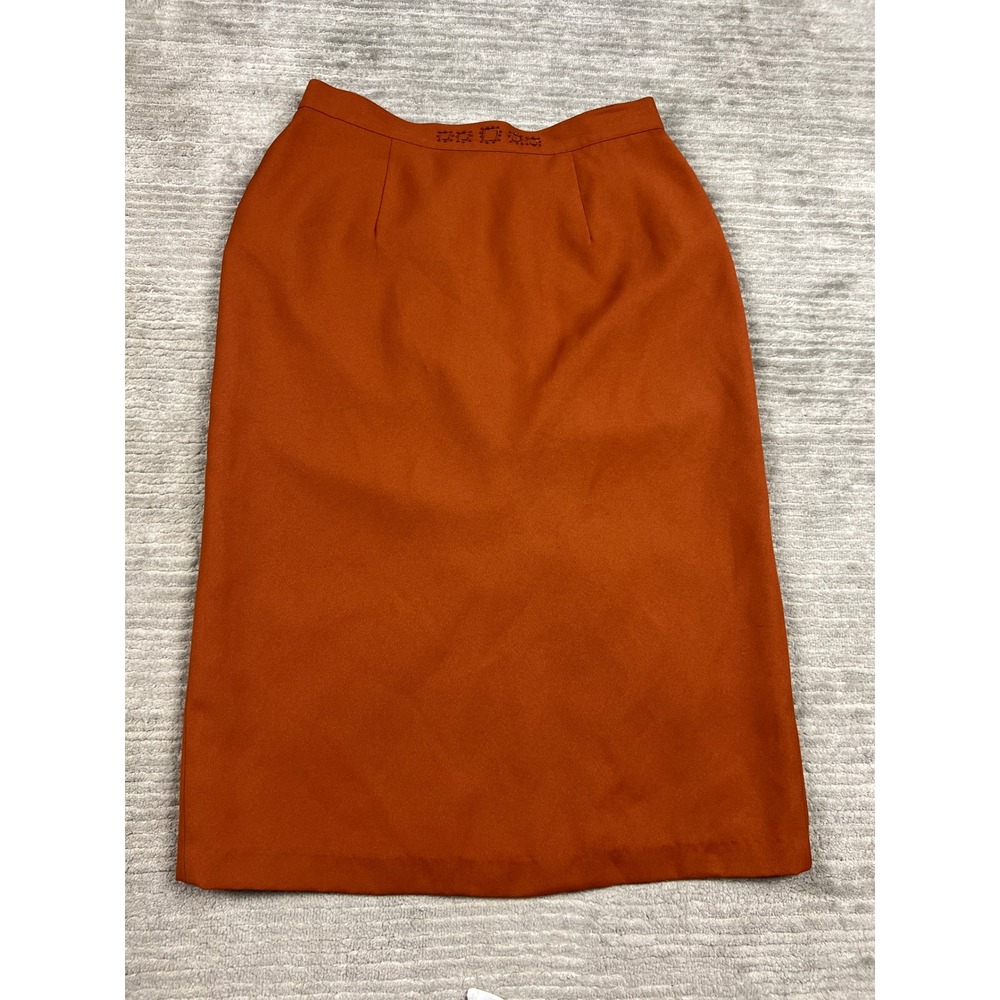 Stella Louise for KB Skirt Womens 12 Burnt Orange‎ Pencil Midi Beaded Waistband